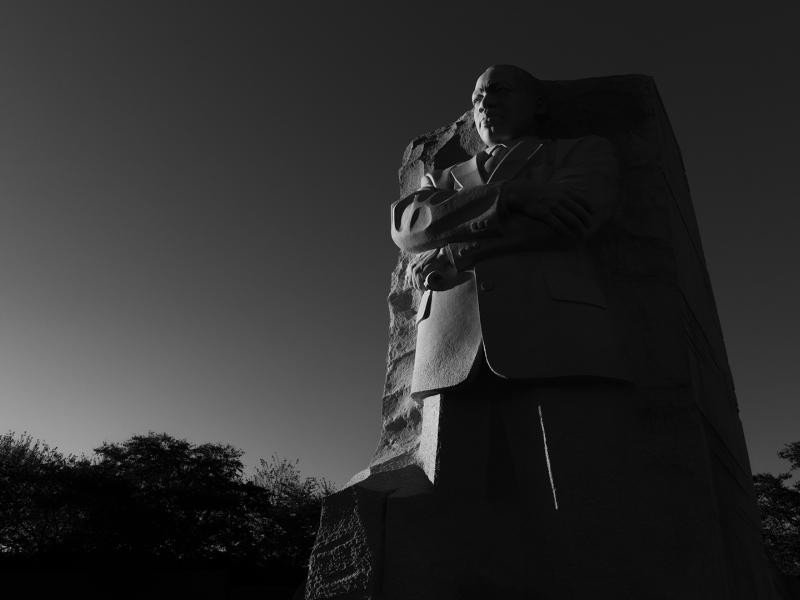 Martin Luther King Jr Memorial at dusk
